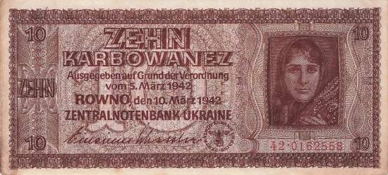 10 Karbowanez Ukraine p594 42 1942